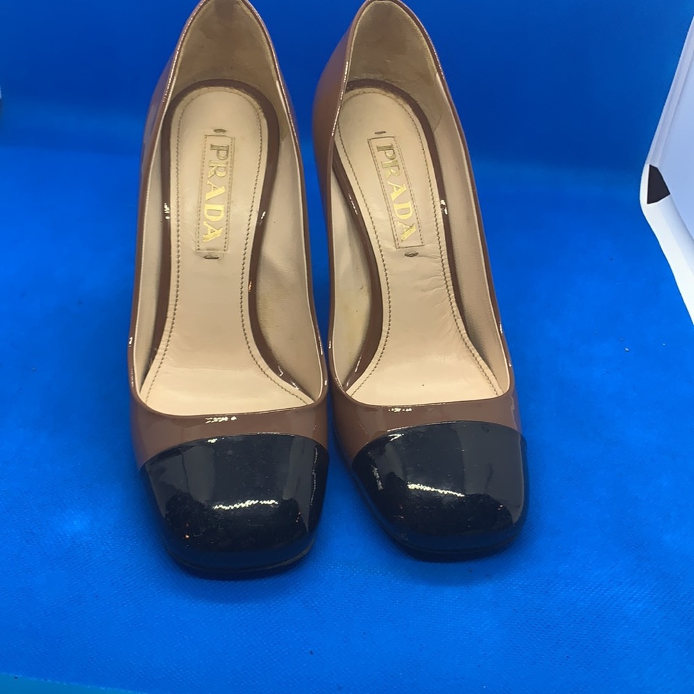🔥 👠 PRADA Brown black‎ iconic heels 34 - Picture 9 of 12